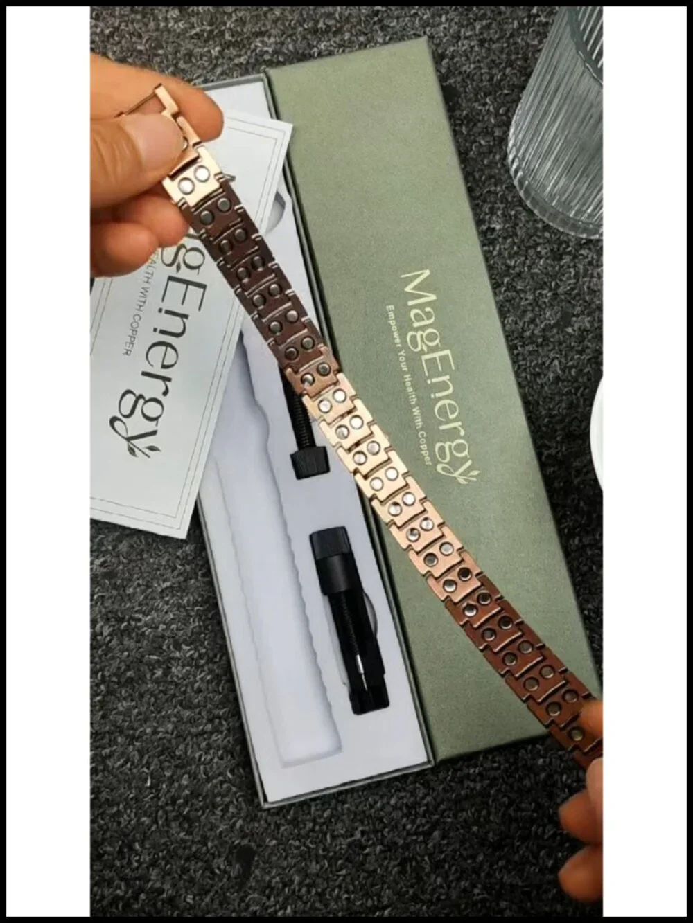 99.9% Pure Copper Bracelet with Double-Row Magnets, Adjustable Jewelry